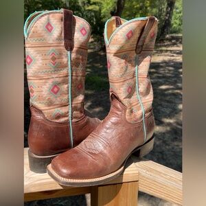 Roper Brown and Tan Patterned Heeled Boots